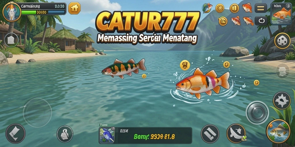 Tampilan gameplay menarik di CATUR777 saat memancing ikan.