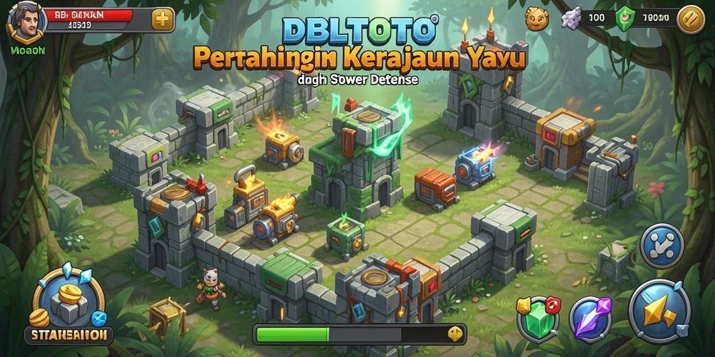 Tampilan gameplay seru dari DBLTOTO, menunjukkan menara yang beraksi melawan musuh.