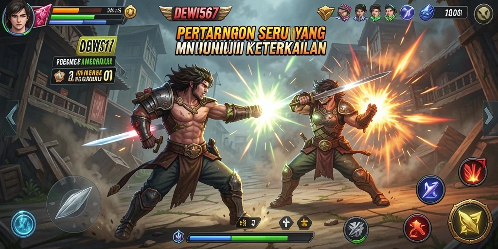 Tampilan pertarungan epik dalam gameplay DEWI567 dengan karakter unik.