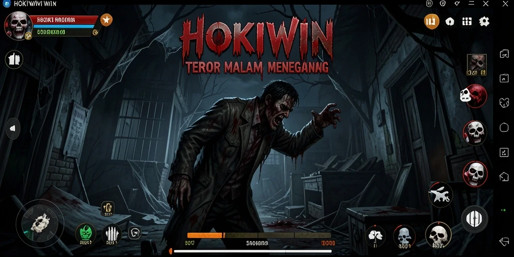 Screenshot HOKIWIN memperlihatkan suasana menyeramkan dan gameplay yang mendebarkan.