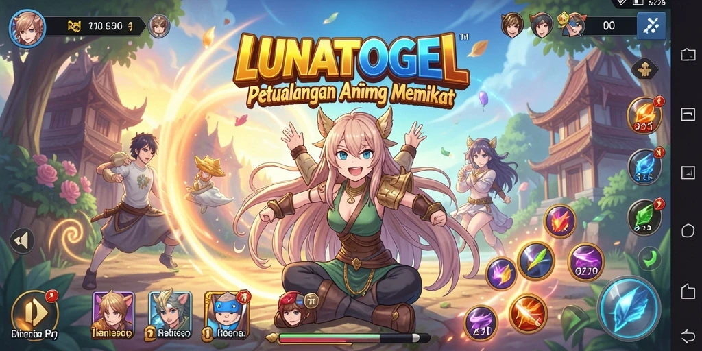 Screenshot gameplay LUNATOGEL menampilkan aksi karakter anime yang menarik.