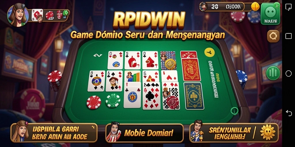 Screenshot RPIDWIN menunjukkan serunya permainan Domino dengan pemain aktif.